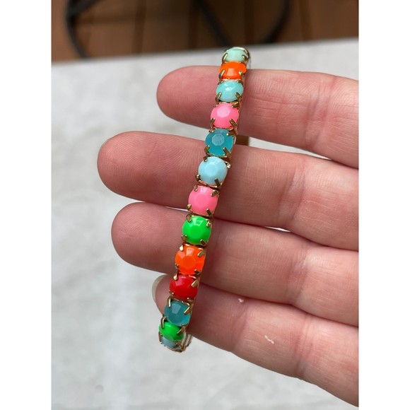 Multi Colored Stretch Bracelet Acrylic Faceted Beads Beach Boho Colors - Picture 3 of 7